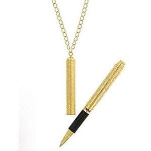 Vintage inspired gold pen necklace